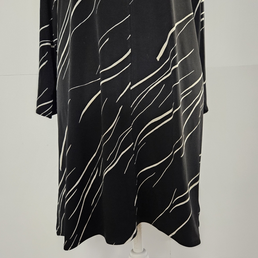 Alfani Size L Black Long-Sleeved Womens Wide Crew Neck Long Dress Shirt  Blouse - Picture 3 of 16
